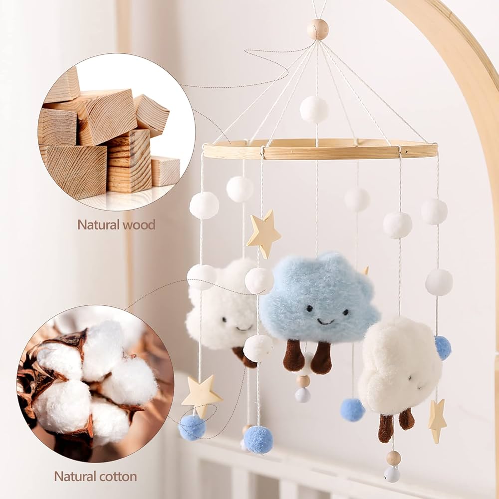 Promise Babe Baby Mobile Crib Holder Wooden,Baby Cot Mobile Arm Mobile Holder Adjustable DIY Baby Mobile Stand Bracket Holder For Hanging Crib Mobiles Bed Bell Wind Chimes Toy Nursery Deco For Babies
