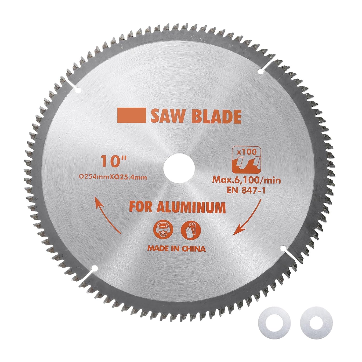 Circular Saw Blade - [10-inch x 100 Teeth x 1-inch Arbor] Circular Cutting Blade with 1" to 1/2" Washer Adapter for Woodworking Plastic Use, 0.12-inch Kerf