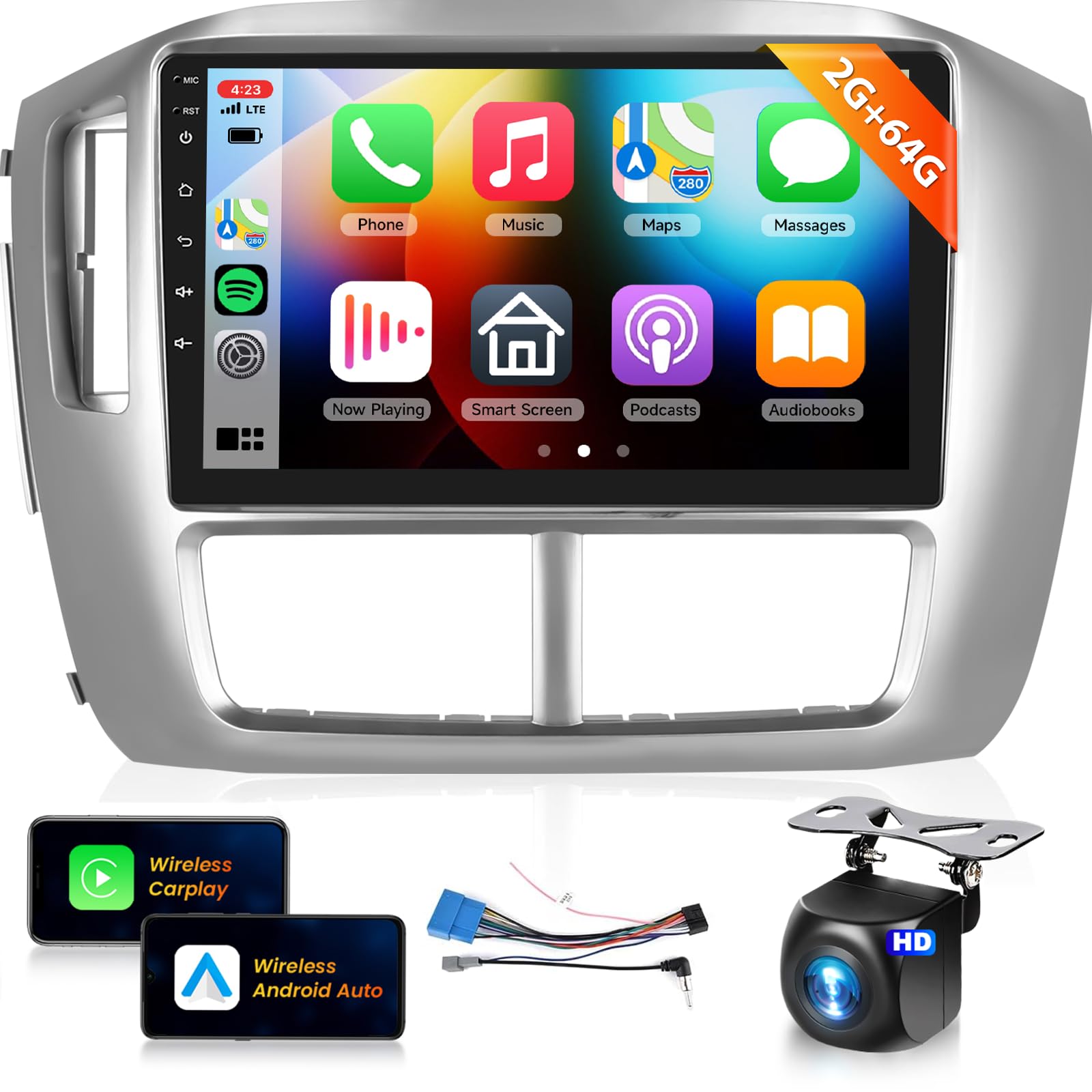 2G 64G for Honda Pilot 2006 2007 2008 Wireless AppIe CarPlay Car Stereo Android Auto, podofo 9inch Android Touch Screen Bluetooth Car Radio Audio Receivers with GPS Navigation HiFi WiFi Backup Camera 4Core 2G+64G