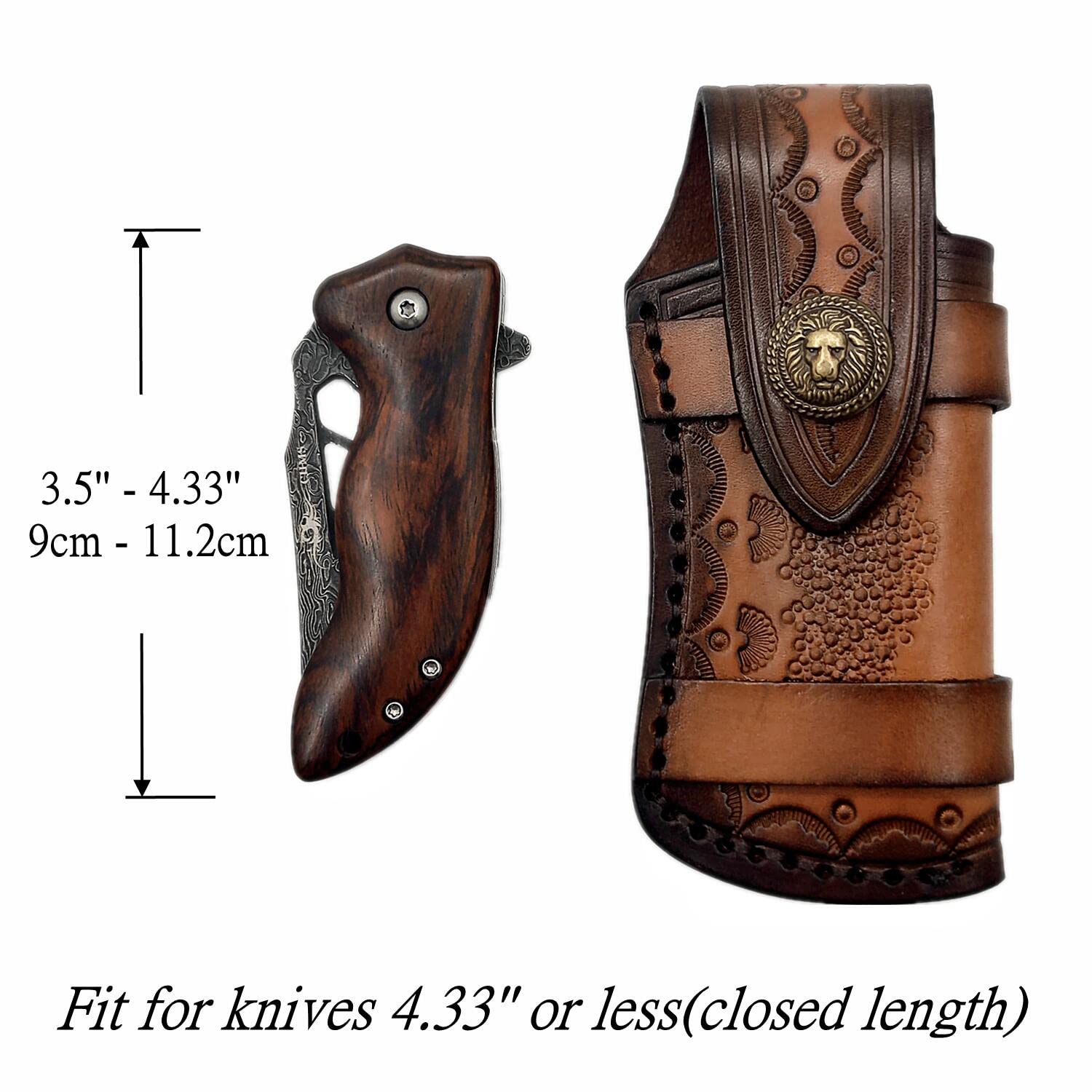 COHOMELARS Top Grain Leather Pocket Knife Sheath,Leather Knife Sheaths