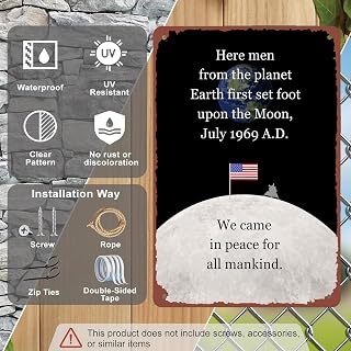 Vintage 1969 Moon Landing Quote Metal Sign 8x12 Inch