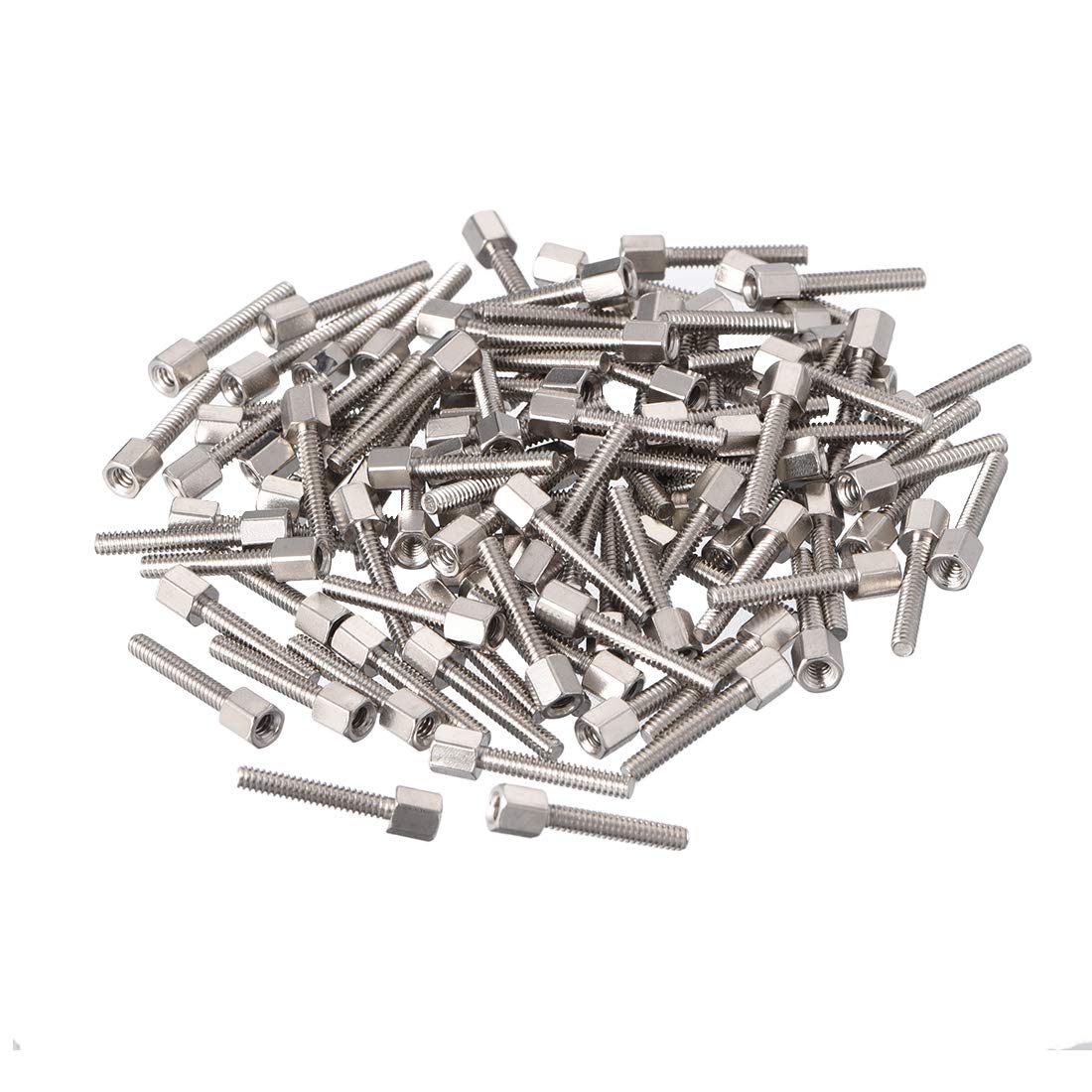 uxcell 4#-40 5+16mm F/M Brass Hex Standoff Spacer Screws PCB Pillar Nickel Plated 100 Pcs-image-2