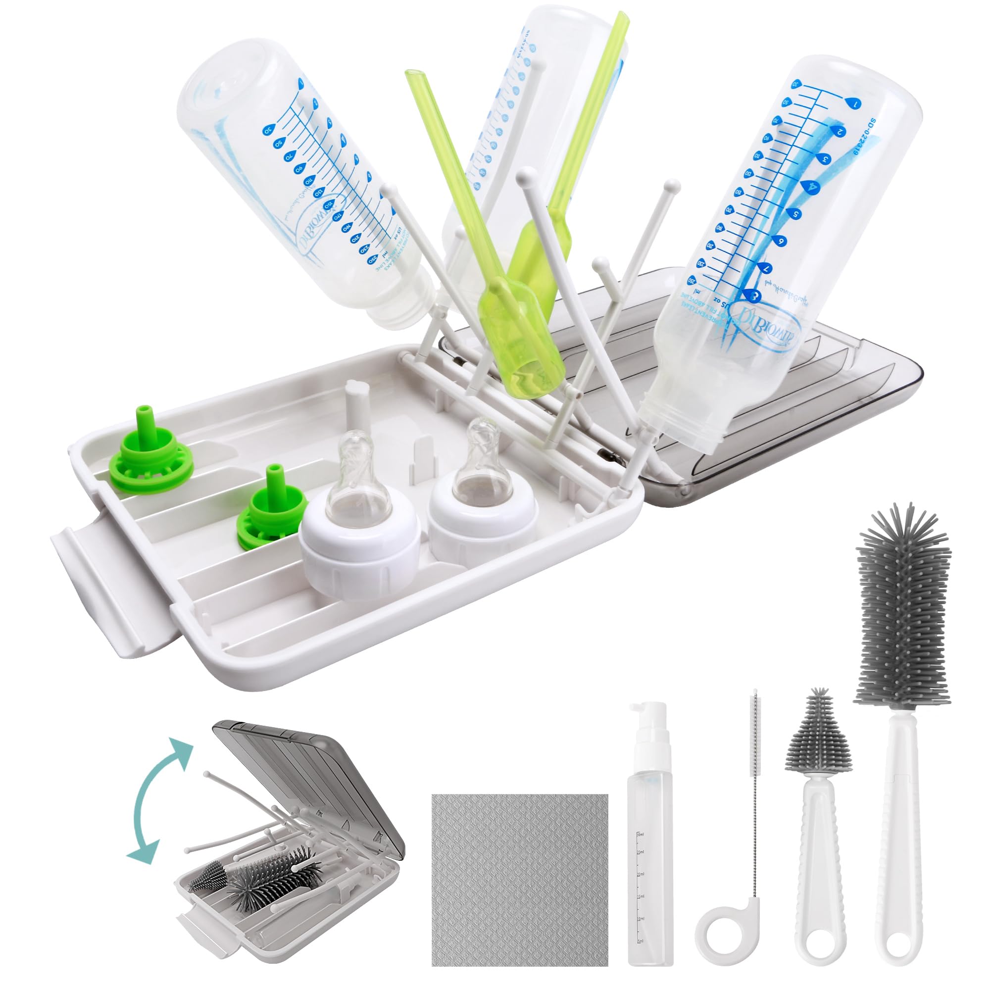 Baby Bottle Brush, 7 in 1 Travel Bottle Cleaner Kit with Silicone...
