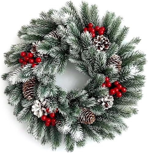 CAREG - Guirnalda artificial para ventana, decoración del hogar, conos de pino de PVC, adorno de Navidad para puerta delantera, corona nacional