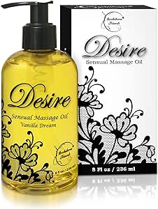 Desire Sensual Massage Oil - Best Massage Oil for Couples Massage  All Natural - Contains Sweet Almond, Grapeseed & Jojoba Oil for Smooth Skin 8oz