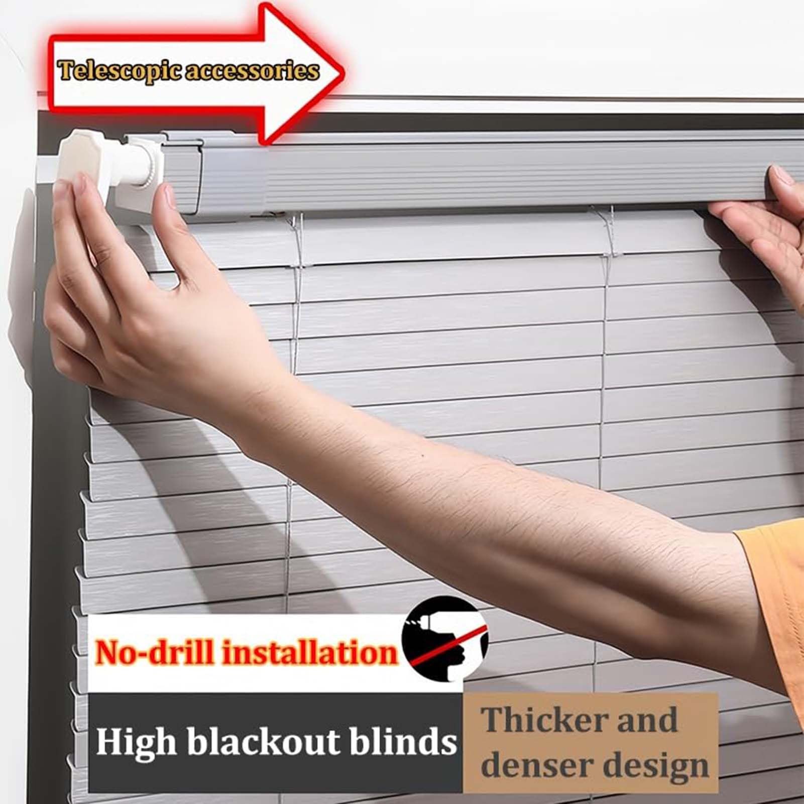 THEGA Stores Vénitiens en PVC sans Perçage pour Fenêtres – Stores Occultants avec Rail Supérieur Renforcé Et Lamelles Denses, Installation Intérieure Facile, Tailles Personnalisables