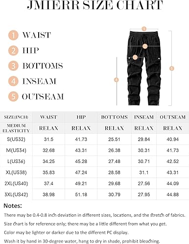 Vista 6 de JMIERR Men's Fashion Corduroy Pants - Elastic Waist Drawstring Joggers with Flap Pockets