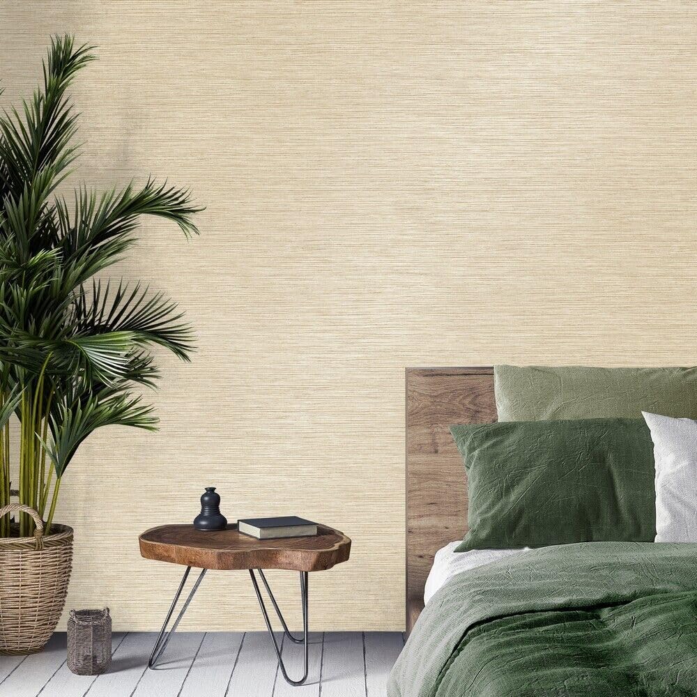 Wallpaper Empire Neutral Crown Luxe - Fusion Weave Metallic Wallpaper (Fusion Plain Natural)