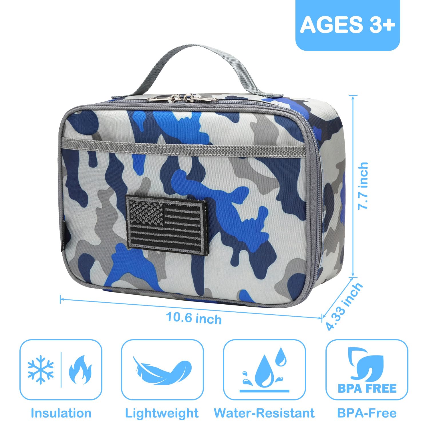 Portátil caja de almuerzo para la escuela, los niños, los niños, las niñas con mano Carrier