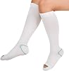invera White Anti Embolism Compression Stockings, Knee High Unisex Ted Hose Socks 15-20 mmHg Moderate Level for Adults