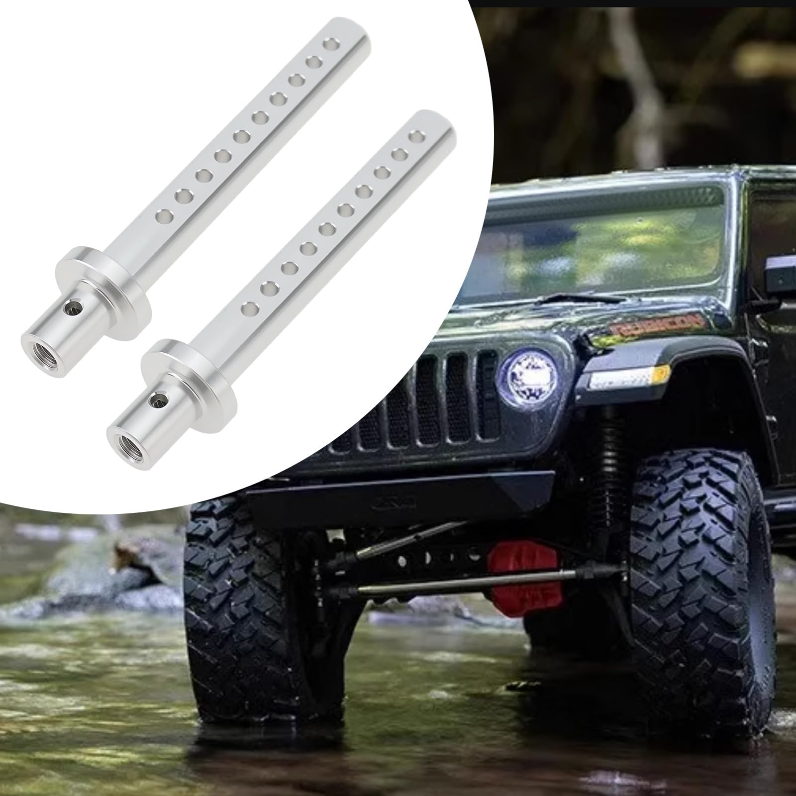 Briny River 4Pcs RC Car Body Posts Mount Holder Column 1/10 RC Crawler Cars Parts Aluminum Body Post Mounts Compatible with Axial SCX10 90046 RC4WD D9 Silver - Image 3