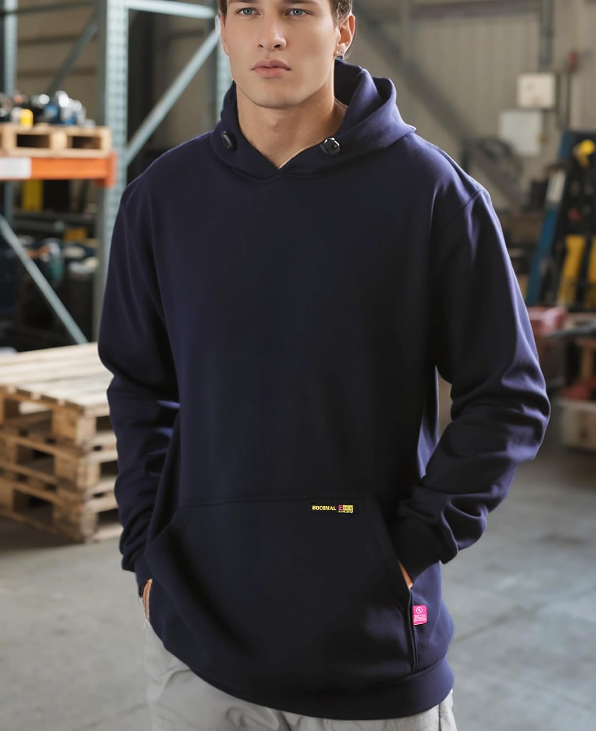 BOCOMAL FR Hoodies Pullover 14oz Heavyweight Cotton Fleece Flame Resistant Hooded Sweatshirts NFPA2112 - Image 2