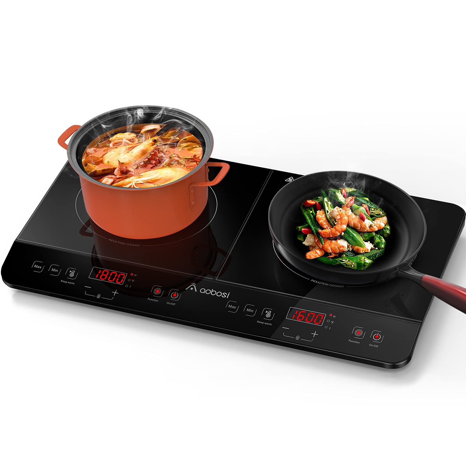 Buy Aobosi Induction Burner, Portable Double Induction Cooktop 1800W