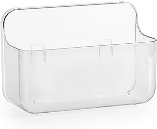 No-Drill Wall Organizer Bin – Clear Removable Adhesive Storage Box with Drain Holes, PET Plastic, Ideal for Small Items in Kitchen, Bathroom, Cabinet Door – Sandra Series