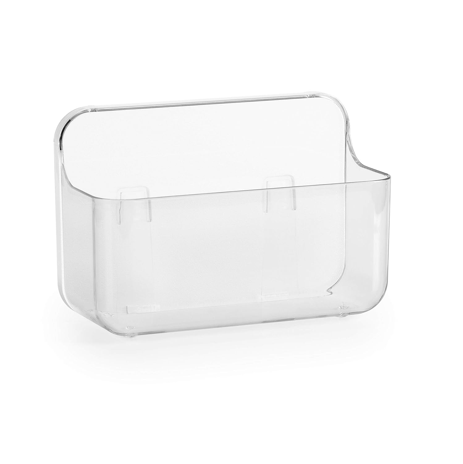 COLINCH No-Drill Wall Organizer Bin Clear Removable Adhesive Storage Box with Drain Holes PET Plastic Ideal for Small
