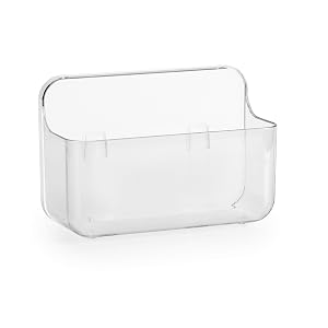 COLINCH No-Drill Wall Organizer Bin Clear Removable Adhesive Storage Box with Drain Holes PET Plastic Ideal for Small