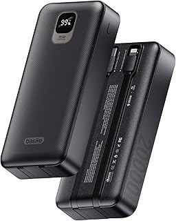 Basike Power Bank, Carregador Portátil Universal 20000mAh, USB-A(até 22.5W)+USB-C(até PD20W), Carregamento Rápido, Led Indicador de Bateria para iPhone/Samsung/Huawei/Xiaomi (Preto)
