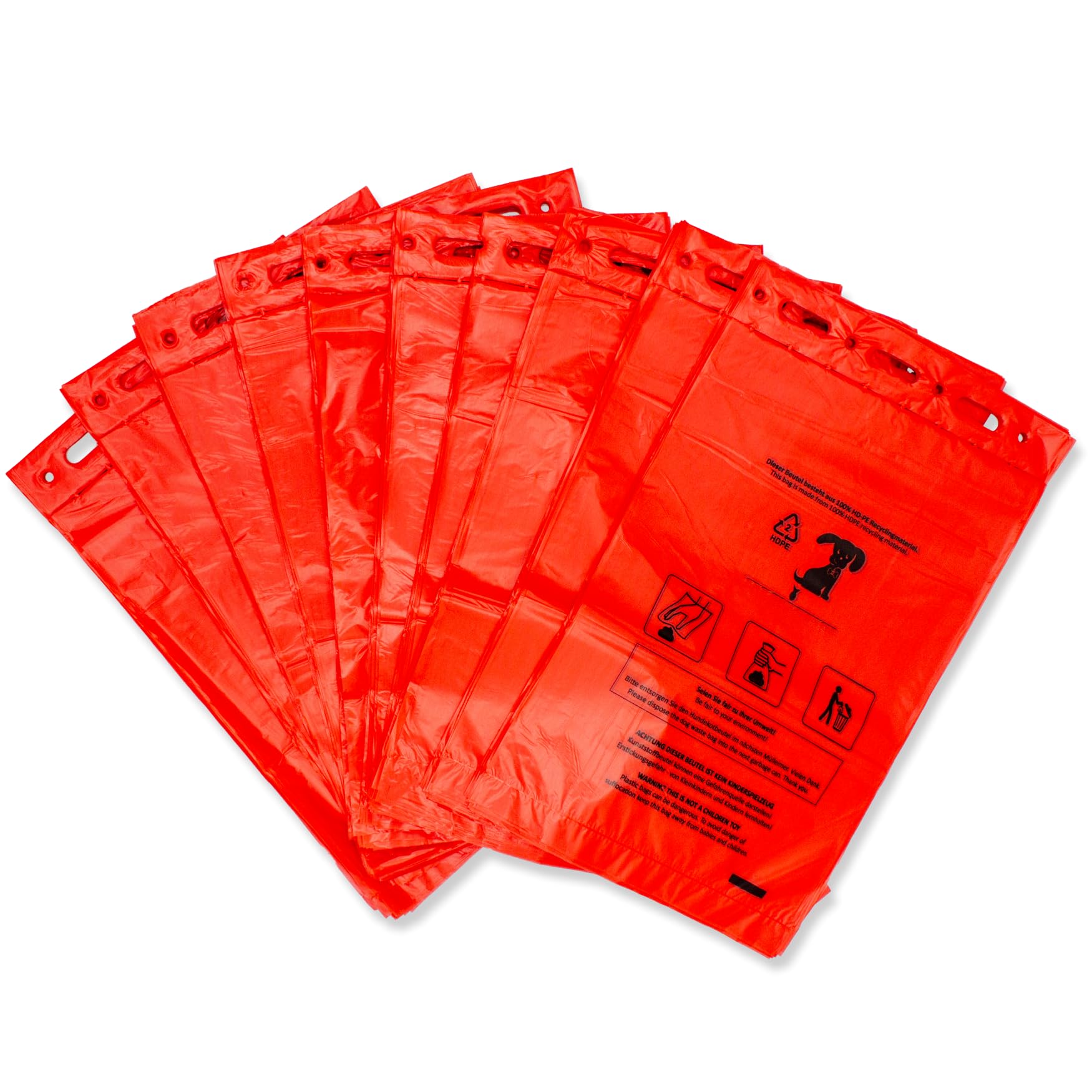 12000 sacchetti per escrementi di cani (120 blocchi da 100 sacchetti), da appendere, rosso in 21 x 31,5 cm + bordo di 3,5 cm