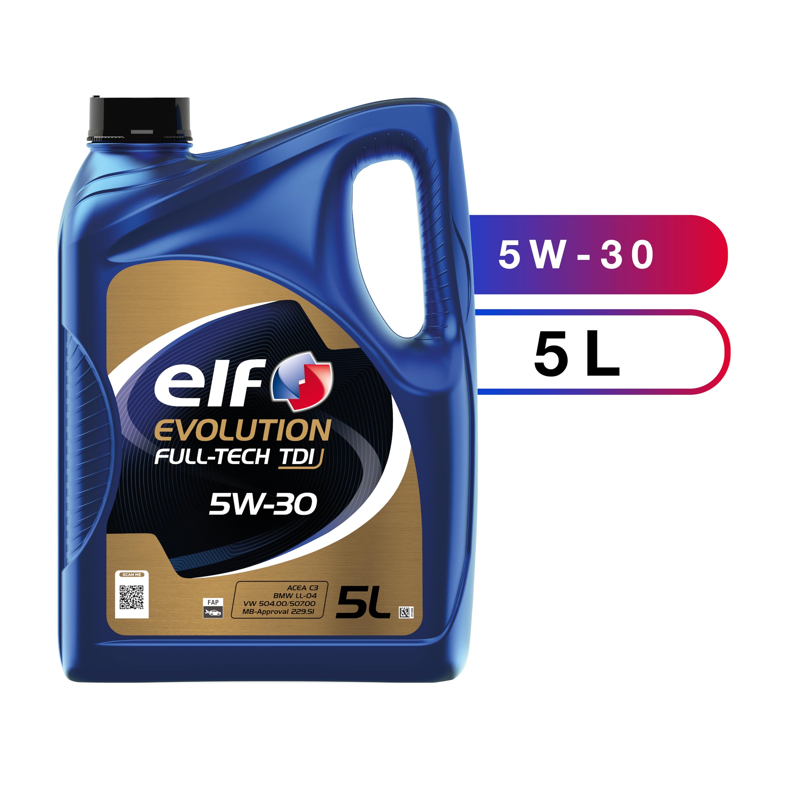 ELF EVOLUTION FULL-TECH TDI 5W-30, Huile moteur essence et Diesel, 5 litres