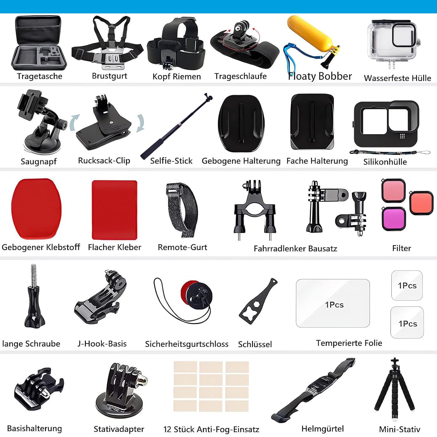Zubehör-Set Für GoPro Hero 13 Black – Wasserdichtes Gehäuse, Stativ, Halterungen & Mehr