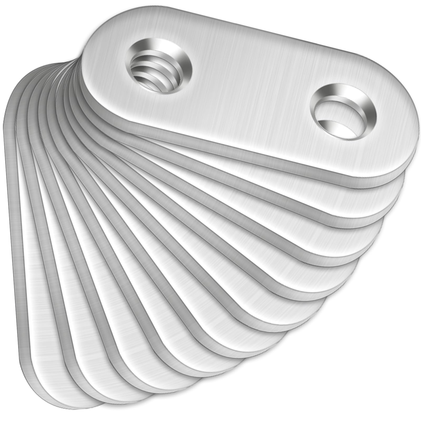 Bolatus 10 connettori piatti in acciaio inox piastra forata (36 x 16 x 2 mm), connettori in metallo, piastra di collegamento piatta, piastra forata, connettore piatto