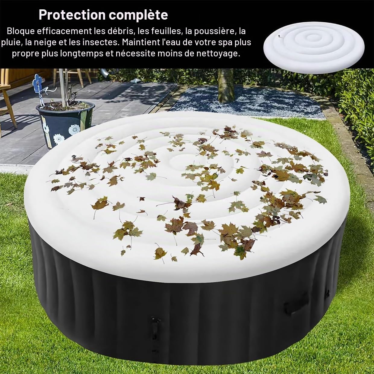 Housse De Spa Gonflable en PVC, Housse De Spa Ronde, Housse De Spa Gonflable, Isolation Thermique Pliable for Spa, Spa Rond Gonflable D'extérieur(130cm)