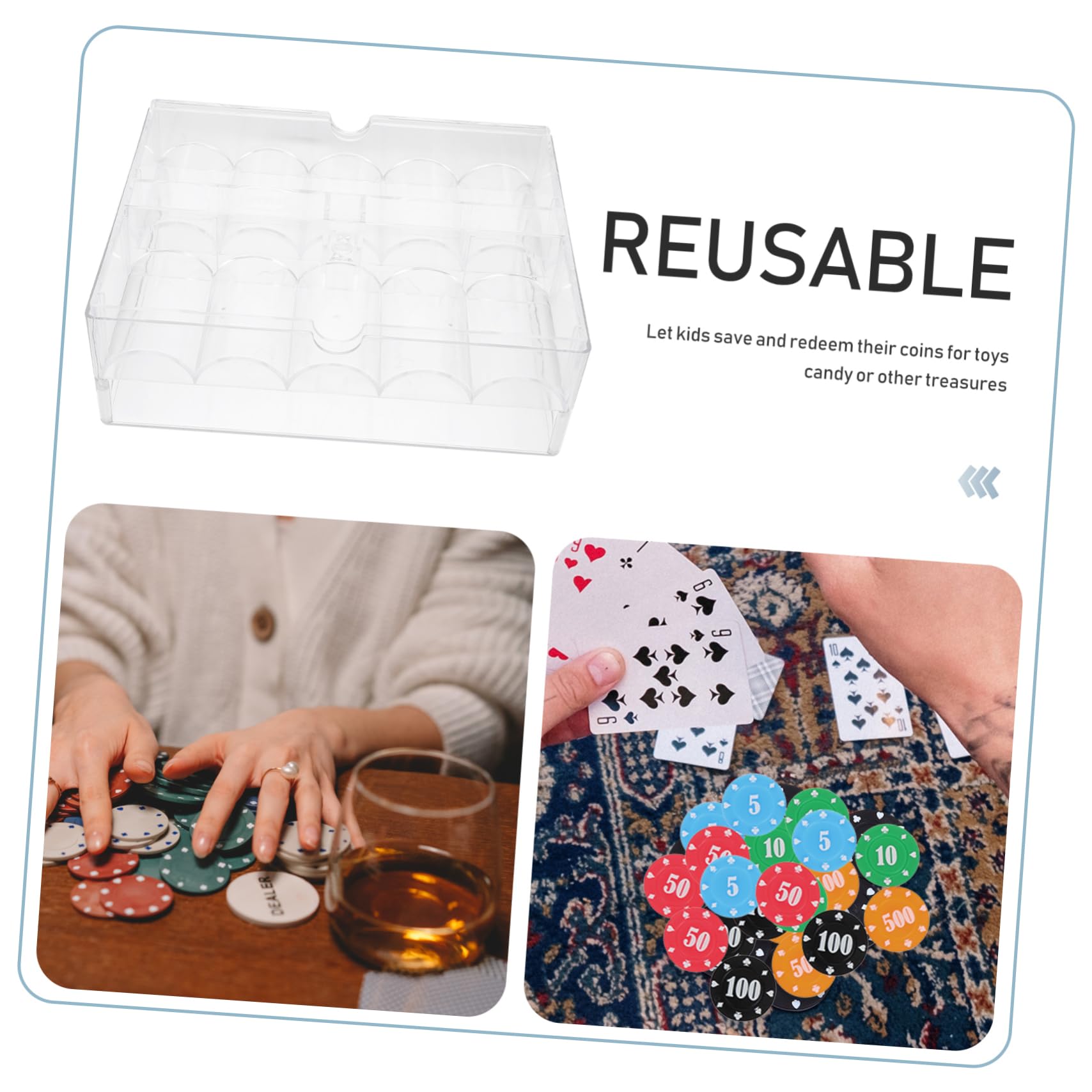 Angoily Scatola Porta Fiches Da Poker Organizer in Acrilico Trasparente Contenitore Per Fiches Da Poker Scomparti Per Conservare e Organizzare
