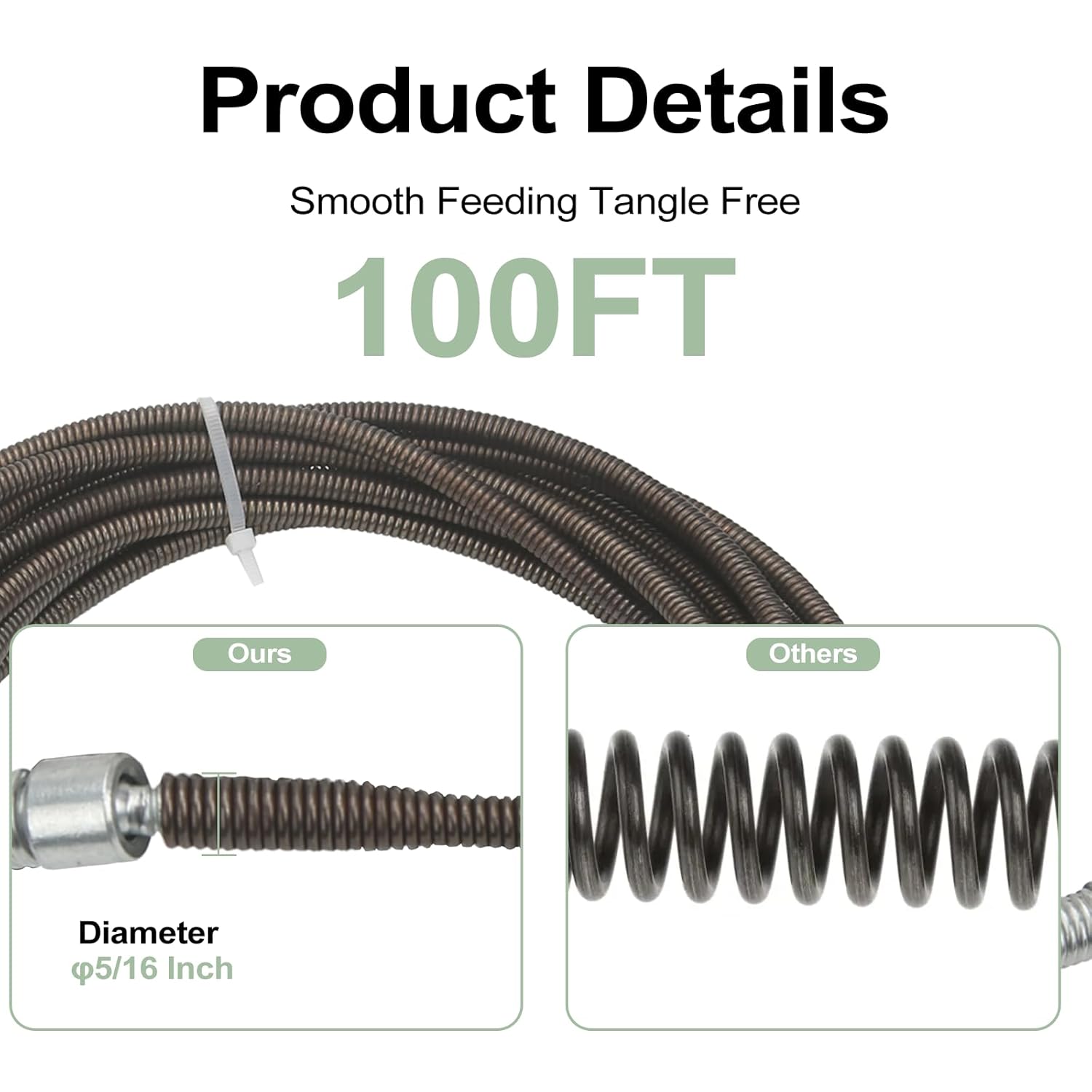 62235 Drain Cleaning Cable 5/16 in. x 25 ft. Compatible with G2037506, 4MY89, 4Z661, G1501245 Drain Cleaning Machines G2037506, 4MY89, 4Z661, G1501245 Drain Cleaning Machines