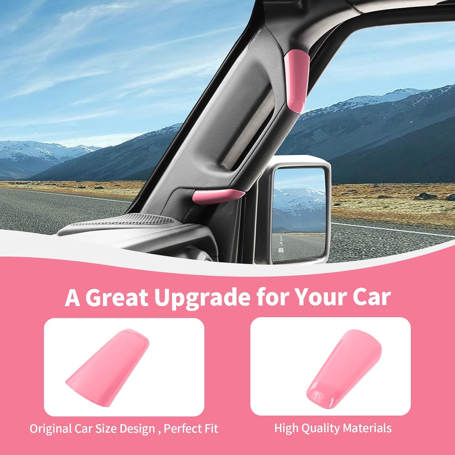 RAZPOY A/B Pillar Grab Handle Covers Trim Compatible with Jeep Wrangler JL JLU 2018-2023 4-Door, Pink