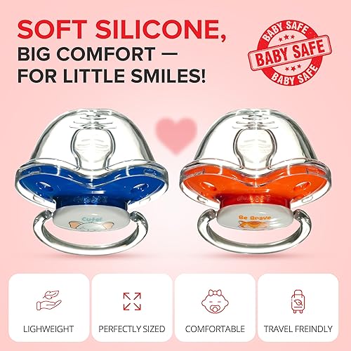 Miniatura 3 de Playtex Baby Binky - Chupete de ortodoncia con escudo Air Comfort, silicona de grado médico, azul y naranja, 2 unidades