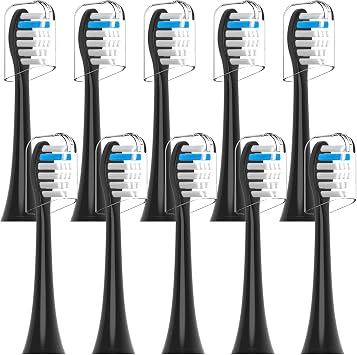 Toothbrush Heads Replacement Compatible with TAO Clean Electric Toothbrush, Black, 10 Pack