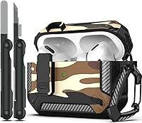 Vista 17 de RFUNGUANGO Funda para AirPod de 2ª generación con kit de limpieza, armadura protectora de carcasa dura militar con bloqueo para funda de carga