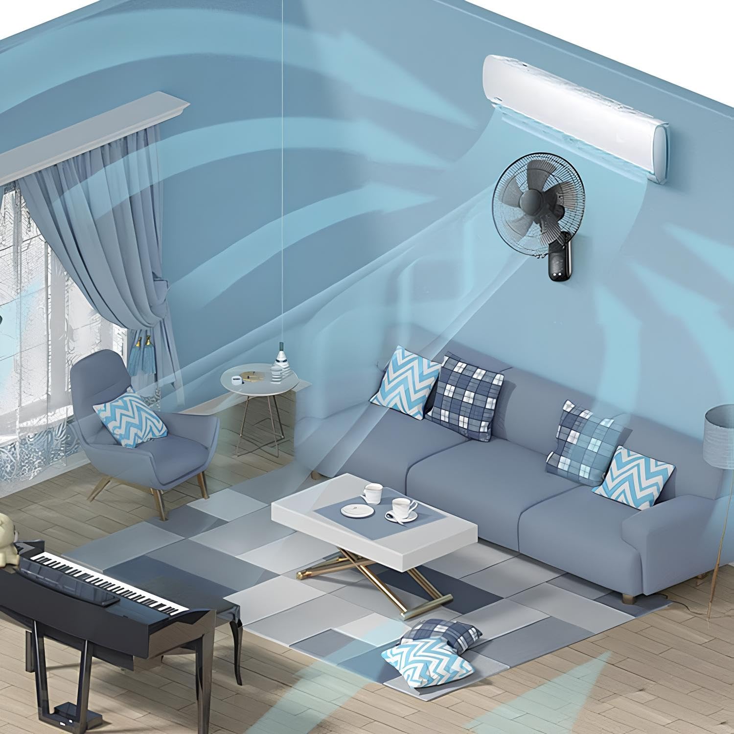 Ventilador de Pared Industrial con 3 Velocidades y Aspas de Aluminio | Oscilación 90°, Inclinación 30° para Almacén, Taller, Garaje, Fábrica y Uso Comercial(Diameter 44.5cm)