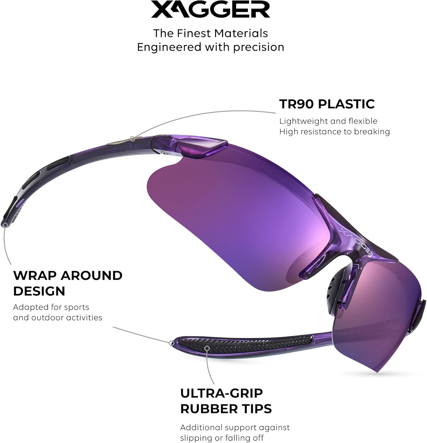Xagger Kids Youth Polarized Sports Sunglasses for Boys Girls Baseball Softball Glasses TR90 Frame - Image 2