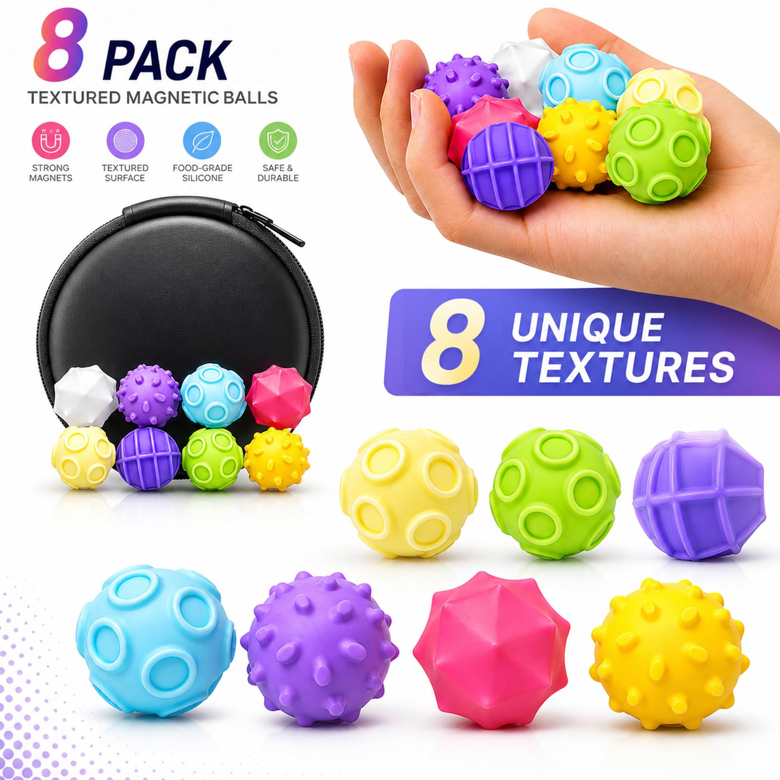 Sensoryczne zabawka Ball, 8 sztuk, magnetyczne kulki antystresowe, przenośne kulki magnetyczny, antystresowy