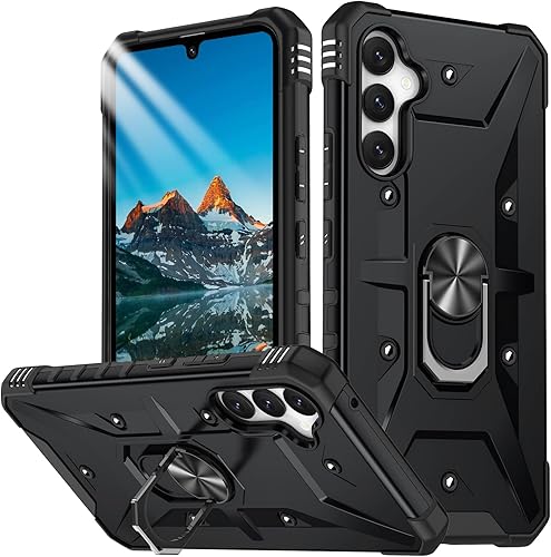 Miimall Funda para Samsung A34 con soporte de anillo, funda para Galaxy A34 con soporte giratorio, protección de grado militar, resistencia a caídas