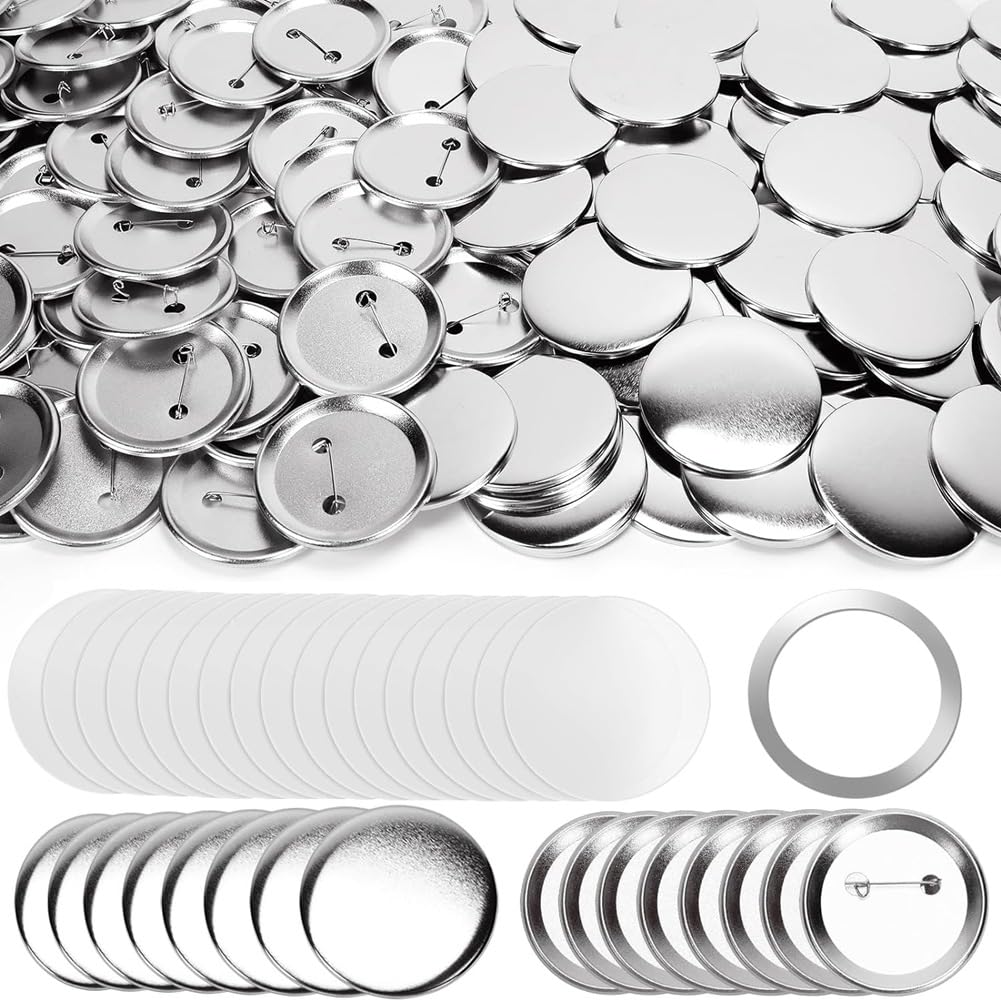 Fowecry 80 Sets 58mm/2.25Inch Metal Button Parts Replacement Supplies for Button Machine Round Pin Maker, Badge Blank Button Pins Bulk