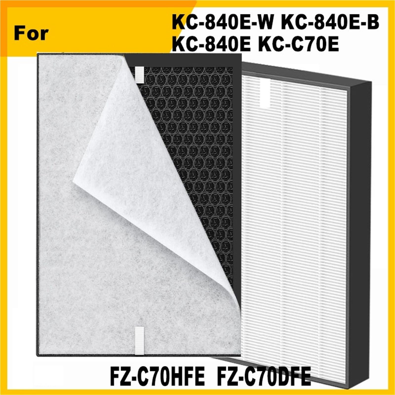 Kompatybilny Z Sharp FZ-C70HFE Wymiana Filtra Filtry Węglowe FZ-C70DFE KC-840E-W KC-840E-B KC-840E KC-C70E Akcesoria Do Oczyszczacza Powietrza(3pcs)