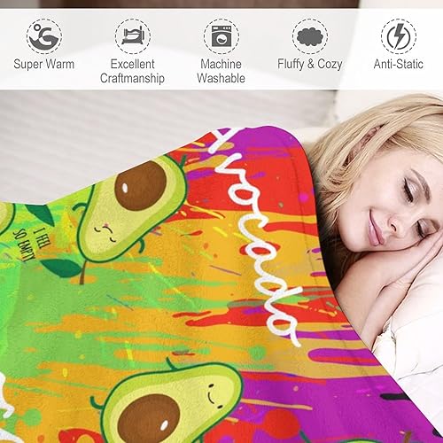 Miniatura 6 de Manta de aguacate anime, manta de franela suave y acogedora para sofá cama, manta de aguacate súper suave para todas las estaciones, adultos, niños,