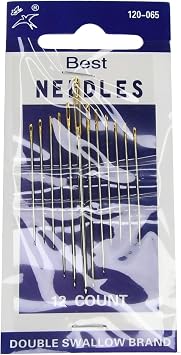 Sewing Needles Gold Eye Set, 3-20Pcs Fine Carbon Steel Needles for Leather, Upholstery, Canvas, Embroidery, Tapestry, DIY Projects Arts Crafts,120-015,120-023,120-065,120-043,120-051,120-073 Model