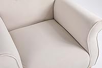 Vista 17 de Silla mecedora con respaldo de ala, cómoda silla mecedora con brazos de cojín, mecedoras tapizadas con botón acolchado para sala de estar