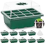 MIXC 10 Packs Seed Starter Tray Seed Starter Kit with Humidity Dome (120 Cells Total Tray) Seed Starting Trays Plant Starter Kit and Base Mini Greenhouse Germination Kit for Seeds Growing Starting