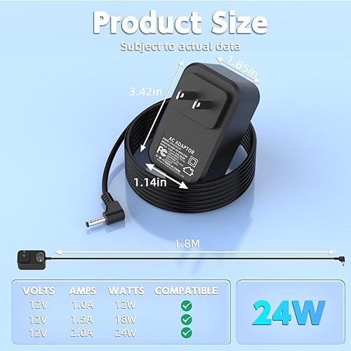 Miniatura 6 de Cargador para portátil de 12 V 2 A compatible con Gateway GWTC116, GWTN156, GWTN116, GWNC21524, GWTN133, GWTN141, GWTC116-2BL, GWTC116-2BK,