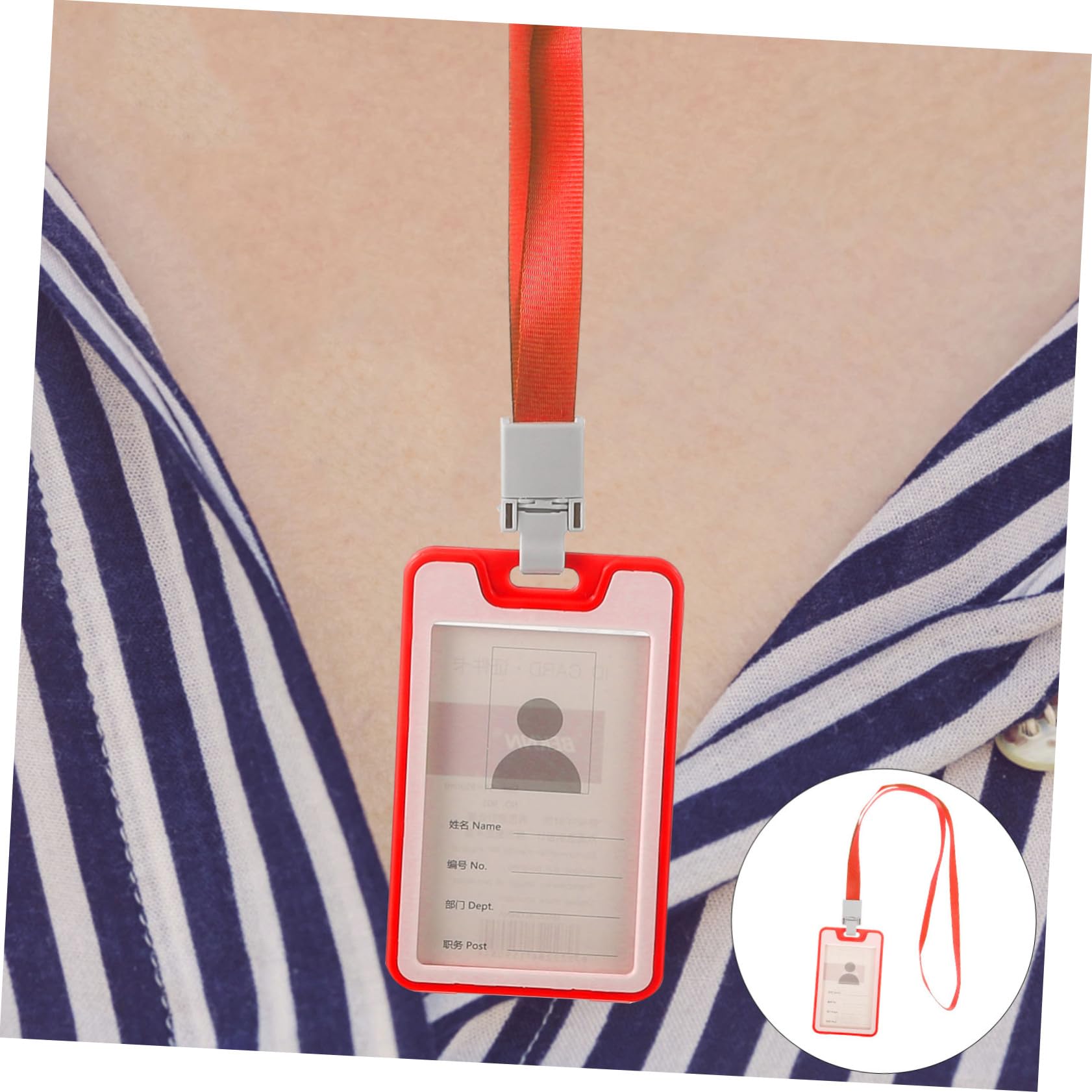 NUOBESTY 50pezzi Portadocumenti Con Cordino Custodia Trasparente Per Badge Id Porta Carte Per Ufficio e Eventi Leggera e Resistente Per Lavoratori e Studenti