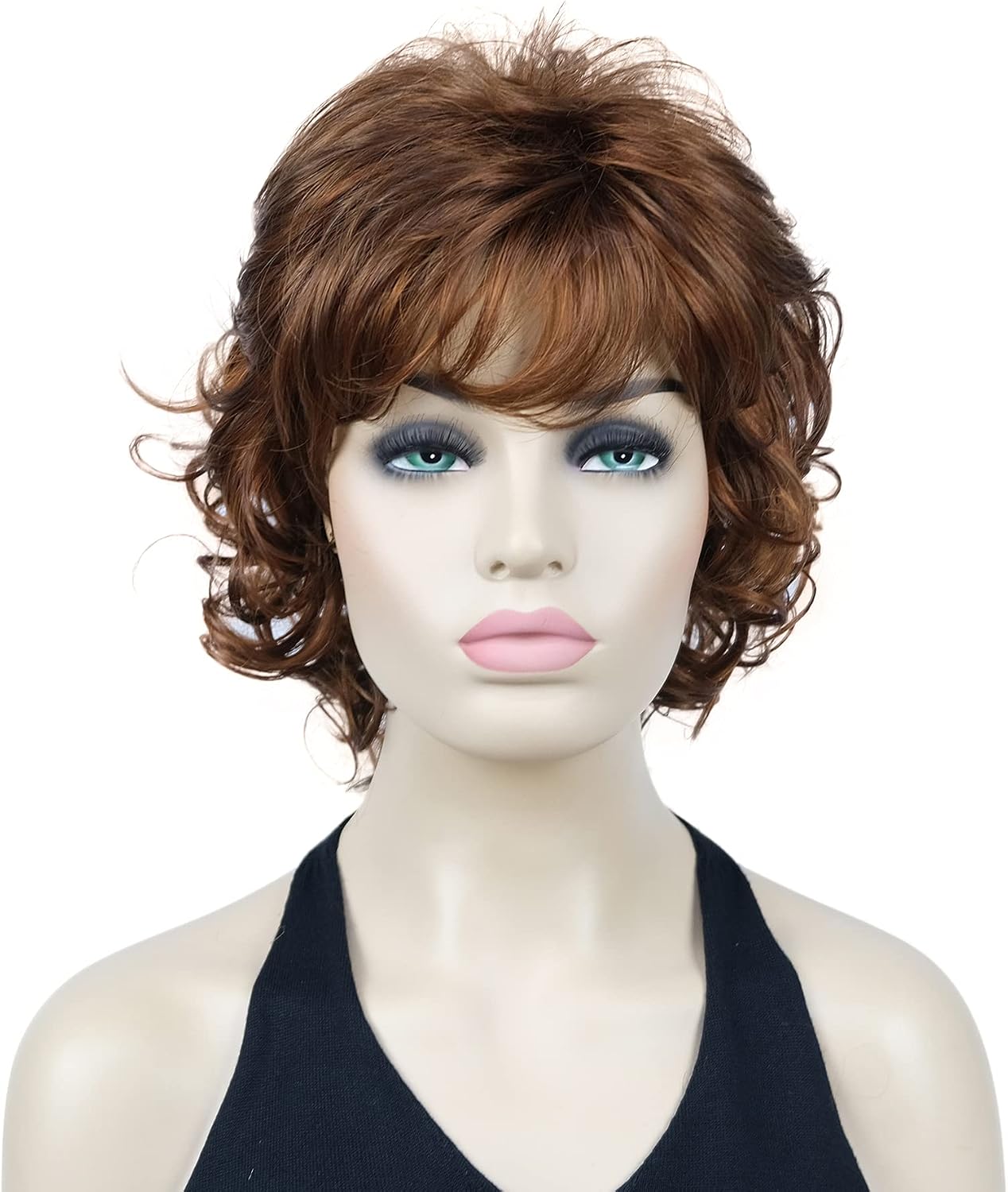 Lydell 12" Short Curly Wigs Soft Shaggy Layered Classic Cap Full Synthetic Wigs (6TR)