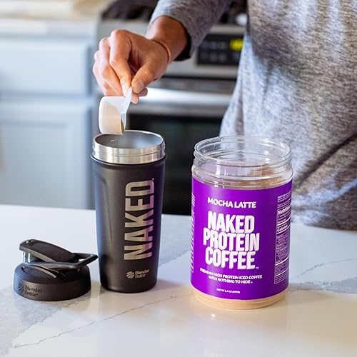 Miniatura 5 de Naked Nutrition Vanilla Latte Protein Coffee - Café instantáneo de primera calidad, batido de proteínas, café helado, bebidas proteicas, delicioso