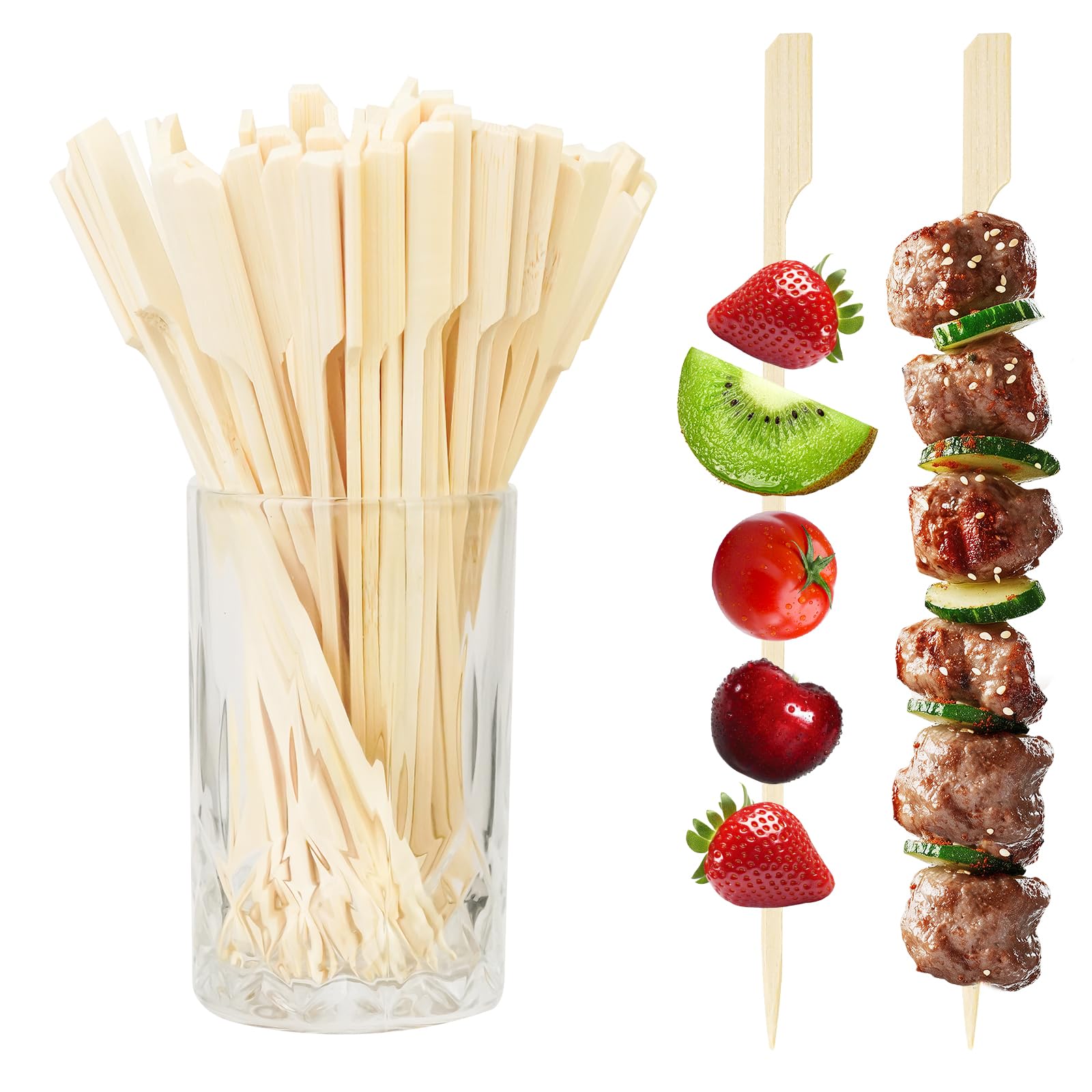 Photo 1 of 100PCS Cocktail Picks, Fancy Picks for Appetizers, Decorative Skewers for Appetizers Drinks Party Fruit, 6 Inch Long Wooden Bamboo Paddle Food Sticks Charcuterie Boards Accessories