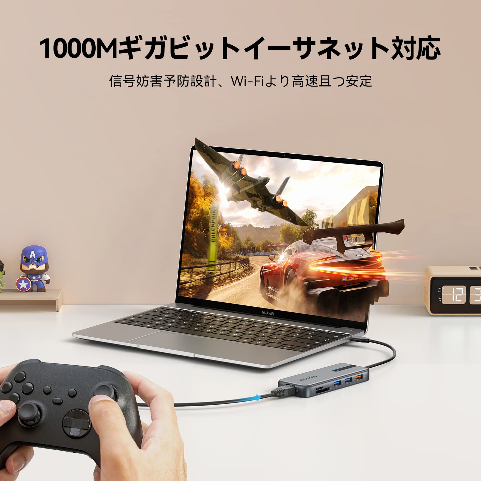 Hub USB C 4K przy 60 Hz, 100 W PD, Ethernet RJ45, 10 Gb/s USB-C/A 3.2Gen 2, czytnik kart microSD i SD, 2 USB 3.0, 9 w 1 GIISSMO USB C Hub kompatybilny z MacBook M1 M2, laptopami HP Dell Lenovo i