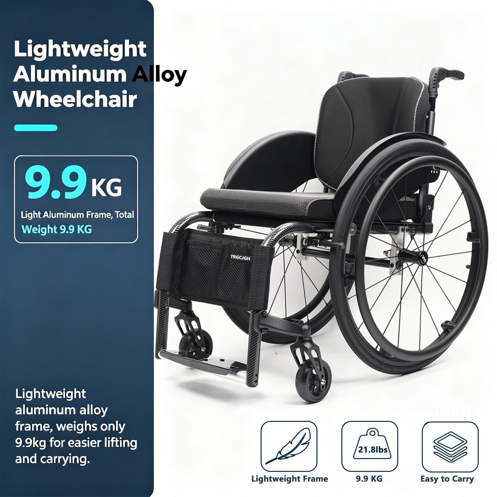 Sedia a Rotelle Leggera ad Autospinta, Carrozzina sportiva in alluminio