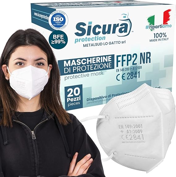 Eurocali Masque FFP2 certifié CE fabriqué en Italie BFE ≥99 